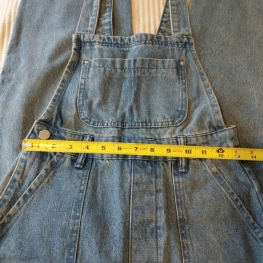 WeWoreWhat Slouchy Slit Overalls in Steel Jumpsuit Wide Straight Leg Blue - Picture 8 of 13